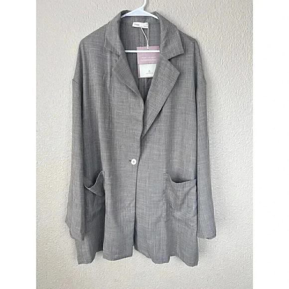 Nap Jackets & Blazers - Nap Loungewear Womens Oversized One Button Blazer Size L Slouchy Loose Fit